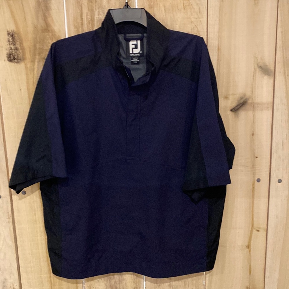 Foot Joy Dry Joys Half Zip Rain/Windbreaker/ Short Sleeve/Blue&Black/Mens Large